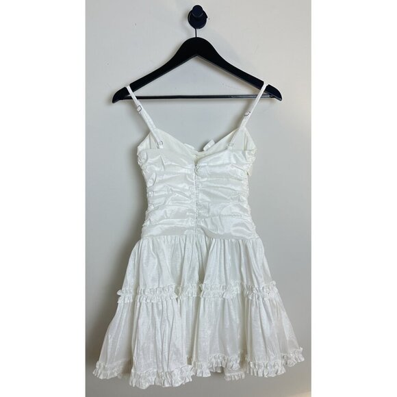 FOR LOVE & LEMONS Whipped Cream Taffeta Mini Dress in White Size X-Small - Picture 7 of 13